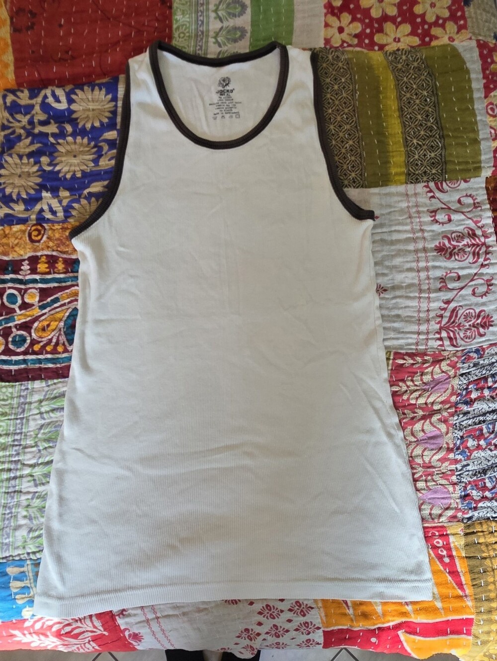 Men's Jocko White Tank Top with Black Trim